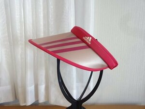 ＠ adidas ＠アディダス　ピンク色　レディース・ガールズ　サンバイザー　サイズ５７cm〜６０cm　キャップ　帽子