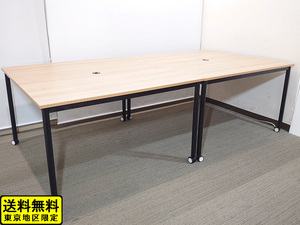 送料無料 東京地区限定 フリーアドレスデスク ミーティングテーブル 会議テーブル W2400 平机 中古