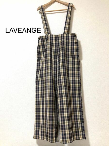 LAVEANGE ラビアンジェ　チェック　サロペットパンツ　オーバーオール　LL