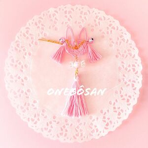 HANDMADE ONEBOSAN お狐様のヘアピン【いちごみるく】