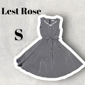 おすすめ♪【Lest Rose】レストローズ　ネイビーボーダーワンピ―ス　S 半袖ワンピース