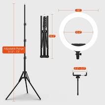 LEDリングライト 三脚スタンド付き 外径18インチ カメラ写真ビデオ用照明セット 3色モード/10段輝度調節 65W 3200-5500K 撮影照明用ライト_画像2