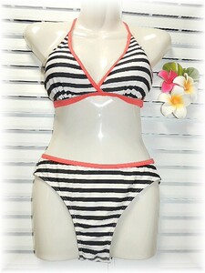  Dream separate swimsuit 9 number /M white black border × pin Klein 