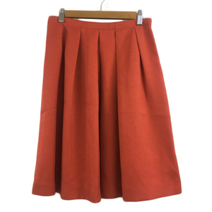  L ELLE skirt flair knees height tuck plain 38 red red lady's 