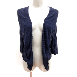  Comme Ca Du Mode COMME CA DU MODE cardigan knitted 7 minute sleeve flax linen9 navy blue navy /RT lady's 