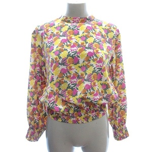  Rope ROPE shirt blouse high‐necked car - ring floral print long sleeve 38 multicolor /AU lady's 