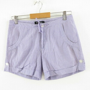  Beams Boy BEAMS BOY short pants silver chewing gum check purple white 1 *A604 lady's 