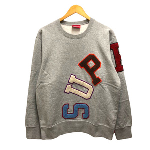 シュプリーム 20FW Big Arc Crewneck Heather トレーナー スウェット クルーネック コットン ワッペン 裏起毛 長袖 M グレー メンズ