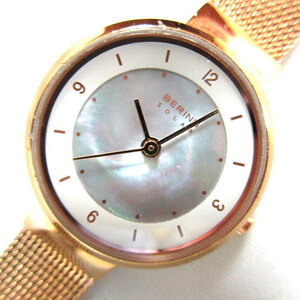  beige ring BERING SCANDINAVIAN SOLAR 24mm 14424-366 ska nji navi Anne solar analogue quartz wristwatch Gold color lady's 