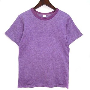 エントリー エスジー ENTRY SG. 霜降り リンガー Tシャツ カットソー 半袖 無地 パープル 紫 S 34-36 メンズ