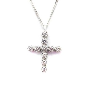  Ahkah AHKAH 10 anniversary commemoration Cross necklace K18 WG diamond DIAMOND white gold /MF #OS lady's 