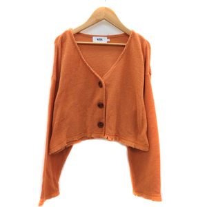  azur bai Moussy AZUL by moussy cardigan short V neck plain oversize F orange /YK41 lady's 