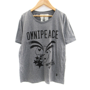 OmniPeace オムニピース Tシャツ カットソー 半袖 ラウンドネック プリント L グレー /SM7 メンズ