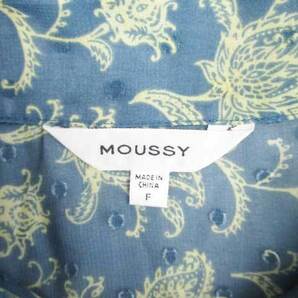 マウジー moussy シャツ ブラウン 長袖 薄手 総柄 ドット柄 オーバーサイズ F 青 ブルー 黄色 イエロー /HO37 レディースの画像4