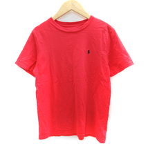 ポロ ラルフローレン POLO RALPH LAUREN Tシャツ カットソー 半袖 ラウンドネック ロゴ刺繍 M 赤 レッド /SM4 男の子 キッズ_画像1