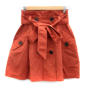  I I.M ke- Michel Klein iiMK flair skirt button down skirt mini height ribbon belt attaching 38 orange /HO22 lady's 