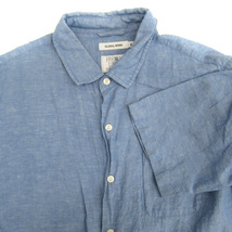 グローバルワーク GLOBAL WORK カジュアルシャツ 半袖 リネン混 XL 大きいサイズ 青 ブルー /SM11 メンズ_画像3