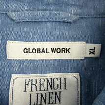 グローバルワーク GLOBAL WORK カジュアルシャツ 半袖 リネン混 XL 大きいサイズ 青 ブルー /SM11 メンズ_画像4