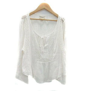  Denim & supply Ralph Lauren blouse cut and sewn round neck long sleeve switch XS eggshell white lady's 