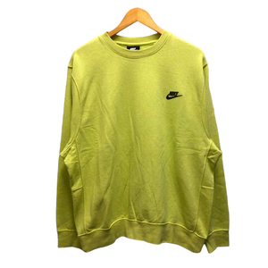  Nike NIKE DA0684-352 футболка тренировочный вырез лодочкой one отметка Logo обратная сторона ворсистый длинный рукав XXL желтый зеленый светло-зеленый мужской 