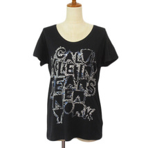 カルバンクラインジーンズ Calvin Klein Jeans カットソー Tシャツ スパンコール 半袖 M 国内正規 黒 ブラック レディース_画像1