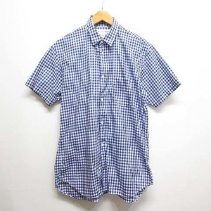 コムデギャルソンシャツ COMME des GARCONS SHIRT 美品 ギンガムチェック柄 半袖 シャツ M ブルー CDGS7GG コットン フランス製 メンズ