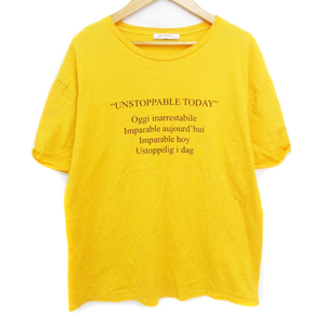 ザラ トラファルック ZARA Trafaluc Tシャツ カットソー 半袖 ラウンドネック ロゴプリント S オレンジ 黒 ブラック /FF48 レディース