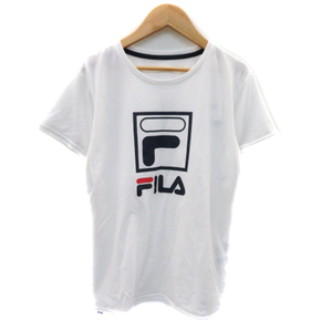 未使用品 フィラ FILA Tシャツ カットソー 半袖 ラウンドネック プリント 大きいサイズ LL マルチカラー 白 ホワイト /YK25 レディース