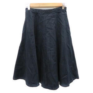  unused goods Dress Terior DRESSTERIOR flair skirt Denim skirt mi leak height plain 36 dark indigo /YK1 lady's 