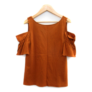  Anayi ANAYI cut and sewn short sleeves open shoulder round neck plain 38 tea Brown /SY22 lady's 