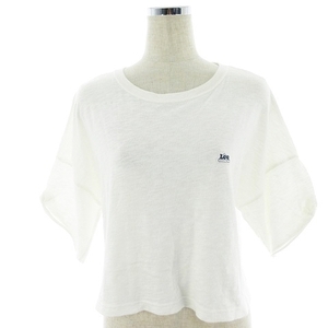 リー LEE Tシャツ カットソー 五分袖 ラウンドネック 薄手 コットン ワンポイント S 白 ホワイト トップス レディース