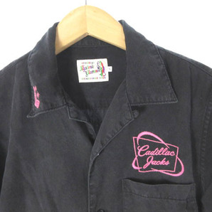 ヒステリックグラマー HYSTERIC GLAMOUR Cadillac Jacks ボーリングシャツ オープンカラーシャツ 半袖 エンブロイダリー 黒 ブラック S メの画像3