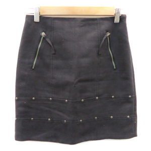  Fragile FRAGILE tight skirt mini height studs suede style plain 36 black black /YK17 lady's 