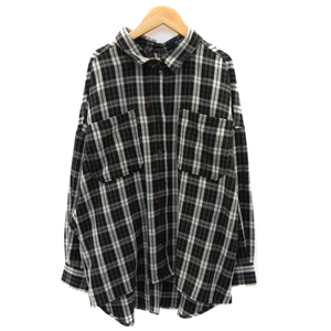  As Know As as know as casual shirt long sleeve check pattern oversize F black black /YK26 lady's 