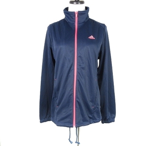  Adidas CLIMALITE sport wear jacket jersey long sleeve Zip up thin one Point M navy blue Pink Lady -s