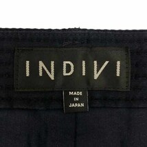 インディヴィ INDIVI パンツ ワイド タック ストライプ 裏地 ミモレ丈 紺 ネイビー レディース_画像3