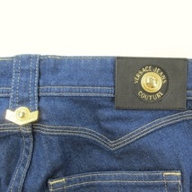 ヴェルサーチジーンズ VERSACE JEANS COUTURE 美品 デニムパンツ ジーンズ ロゴ 金ボタン ストレッチ インディゴブルー 41 約M YAN3_画像6