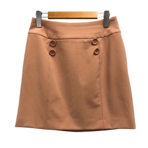 フォクシーニューヨーク FOXEY NEW YORK ミニスカート 台形スカート ボタン装飾 無地 38 ベージュ レディース