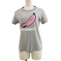 ビームスボーイ BEAMS BOY Tシャツ カットソー プルオーバー クルーネック ロゴ プリント 半袖 グレー レディース_画像1