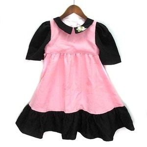 モカズコレクション MOCA's COLLECTION 着物 リメイク ドレス フレア ワンピース 半袖 ピンク ブラック 130cm相当 キッズ