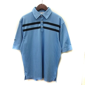  Ashworth ASHWORTH polo-shirt border short sleeves S blue blue /YI men's 