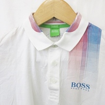 ヒューゴボス HUGO BOSS ポロシャツ 半袖 プリント リブ 綿 オフホワイト S メンズ_画像4