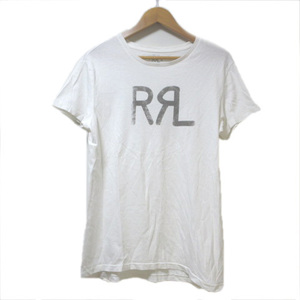 ダブルアールエル RRL ラルフローレン Tシャツ 半袖 カットソー ロゴ プリント 丸胴 S 白 ホワイト IBO41 X メンズ