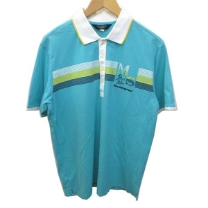 マンシングウェア MUNSINGWEAR ポロシャツ 半袖 DRY ゴルフ ウエア コットン 大きいサイズ XL 水色 アイスブルー C080419 メンズ