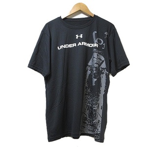 アンダーアーマー UNDER ARMOUR 半袖カットソー Tシャツ スポーツウエア プリント LG 黒 ブラック IBO41 X メンズ