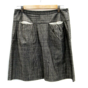  Agnes B agnes b. b.green flair skirt knee height 40 gray /MS6 lady's 