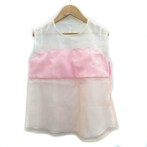  Chesty Chesty blouse cut and sewn no sleeve round neck 0 pink white /MS6 lady's 