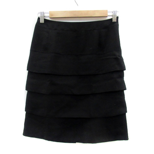  Ined INEDtia-do skirt trapezoid skirt knee height plain wool .9 black black /YS9 lady's 