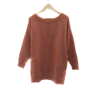  Roxy ROXY knitted sweater long sleeve round neck plain oversize XS terra‐cotta /YS2 lady's 