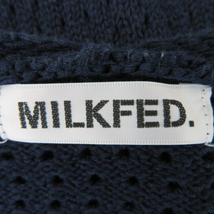 ミルクフェド MILKFED. ニットカーディガン ロング丈 前開き 透かし編み 無地 オーバーサイズ ONE 紺 ネイビー /YK37 レディース_画像4